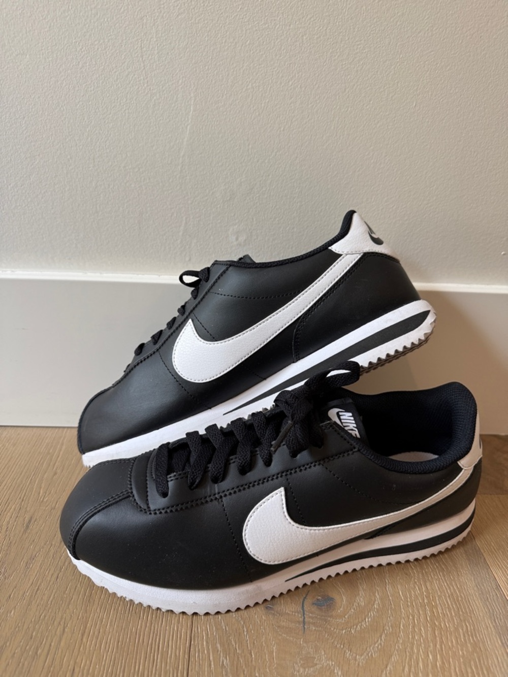 Nike Black and White Women's Cortez Style Sneakers